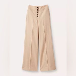 Boden High Waist Linen Blend Flared Trousers in Frappe